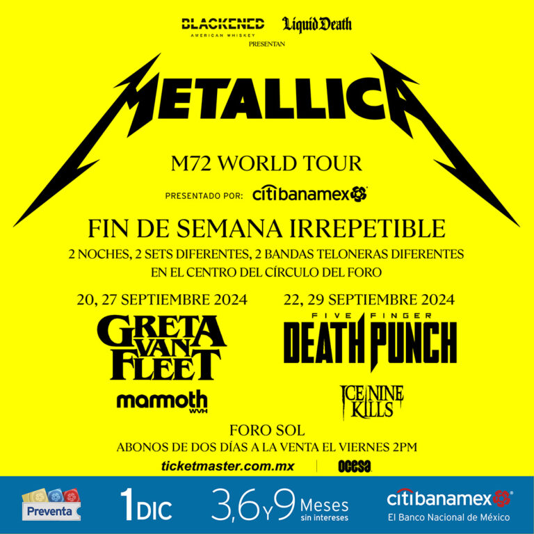 Llega a México Metallica con su M72 World Tour 20232024 Melodia Viajera